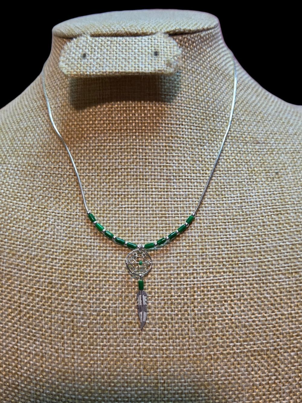 Sterling Silver Liquid Silver Dreamcatcher Malachite Necklace